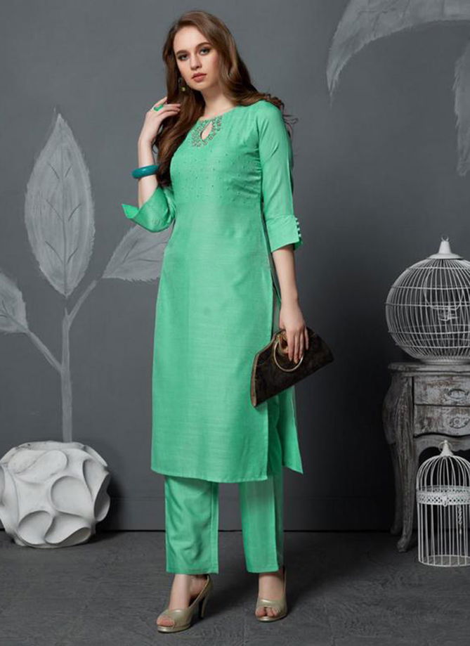 Farmaish Modal Slub Silk With Handwork Exclusive Kurti And Bottom Collection 4041-4046